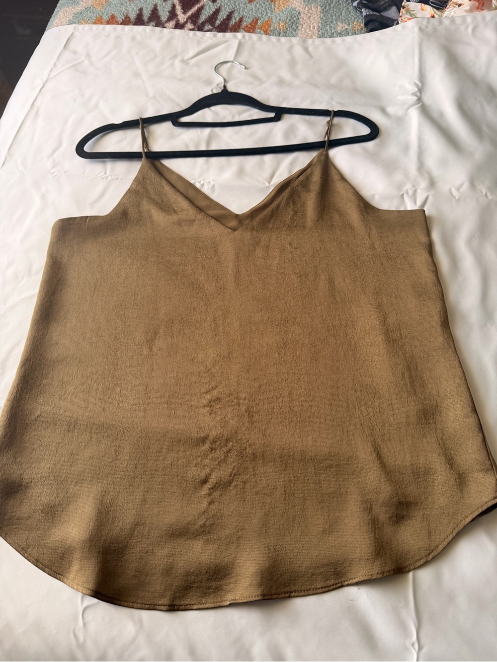 Evergreen Express Bronze Satin V-Neck Cami Tank